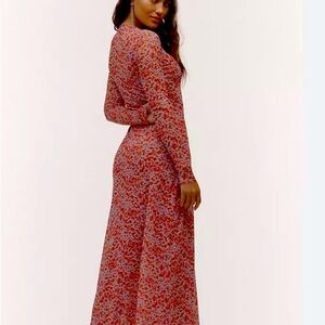 AFRM Pink and Red Long Sleeve Mock Neck Dress